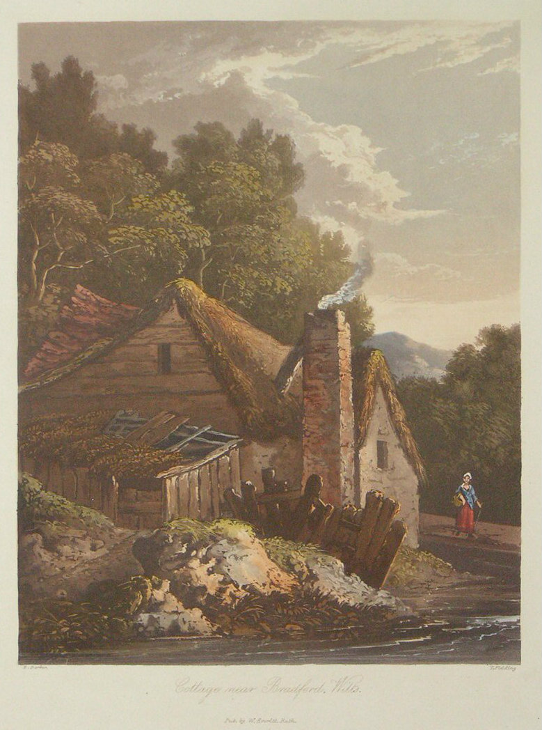 Aquatint - Cottage Near Bradford, Wilts. - Fielding